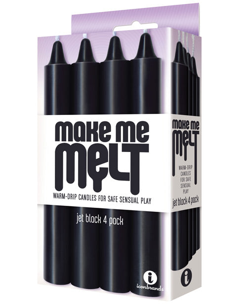 9's Make Me Melt Sensual Warm Drip Candles - Jet Black Pack of 4