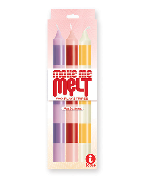 9's Make Me Melt Sensual Warm-Drip Candles - Pastellines Stripes Pack of 3