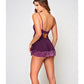 Cross Dye Lace & Microfiber Babydoll & G-String Purple SM