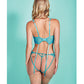 Riley Eyelash Lace Teddy w/Side Cutouts Teal LG