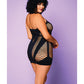 Heart of Chaos Seamless Chemise w/Halter Strap & Vertical V Cut Outs Black QN