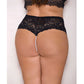 Lace & Pearl Boyshort w/Satin Bow Accents Black 1X/2X