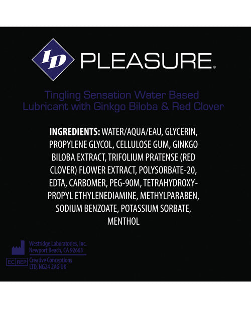 ID Pleasure Water-based Tingling Lubricant - 2.2 oz Flip Cap Bottle