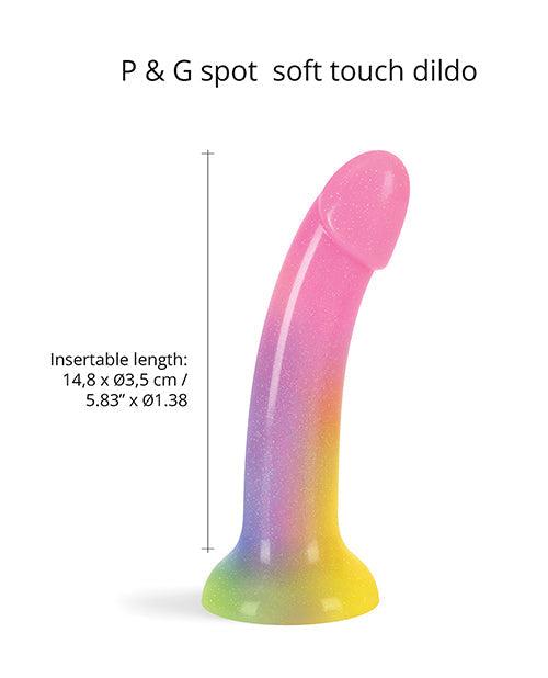 Love to Love Suction Cup Dildo | Glitter Silicone Rainbow Anal Dildo | Dildolls Stargazer Gradient