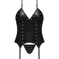 Lust Madame Corset w/Metal Garters & G-String Black L/XL