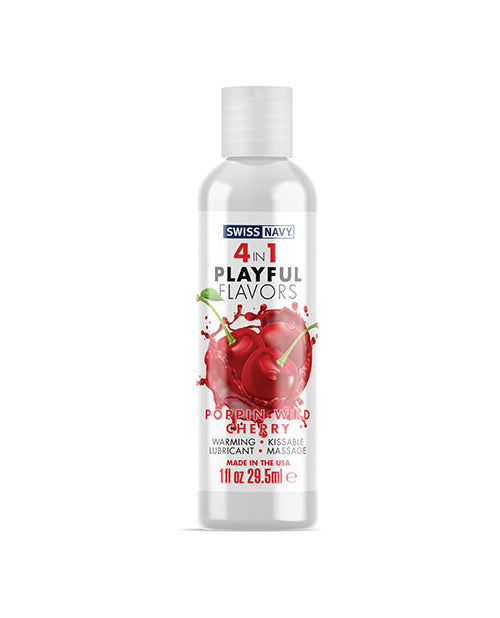 Swiss Navy 4 in 1 Playful Flavors Poppin Wild Cherry - 1 oz