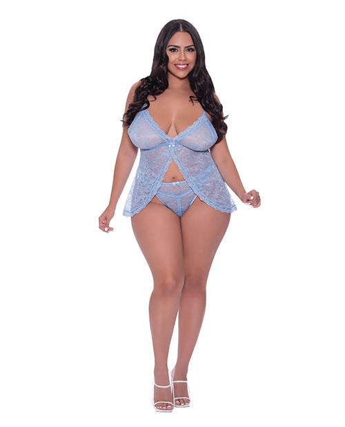 Ooh La Lace Babydoll & Split Crotch Panty Periwinkle QN