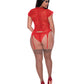 Ooh La Lace Cap Sleeve Basque & Tanga Panty Red QN