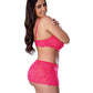 Get It Girl Lace Bra w/Skirt & Thong - Pink QN