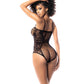 Floral Fishnet Bodysuit Black O/S