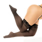 Sheer Thigh High w/Stay Up Silicone Lace Top Black QN