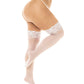 Sheer Thigh High w/Stay Up Silicone Lace Top White QN