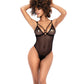 Underwire Mesh Bodysuit w/Garterbelt Black S/M