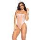 Sexy Bunny Underwire Bodysuit w/Lace Up Back & Head Piece Pink S/M