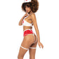 3 pc Nurse Underwire Top, Open Back Bottom w/Attached Garterbelt & Head Piece Red/Wht L