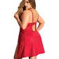 Stretch Babydoll w/Lace & G-String Red 1X/2X