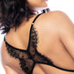 Night Butterfly Bodysuit w/Hook and Eye Crotch Closure - Black L/XL