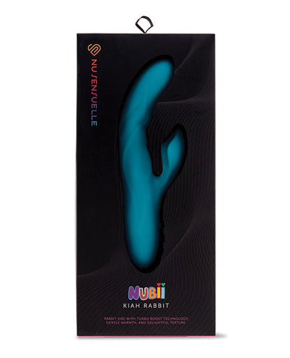 Nu Sensuelle Rabbit Vibrator | Nubii Kiah Turbo Boost G Spot Vibrator | Heating Dual Stim Blue Clit Vibrator