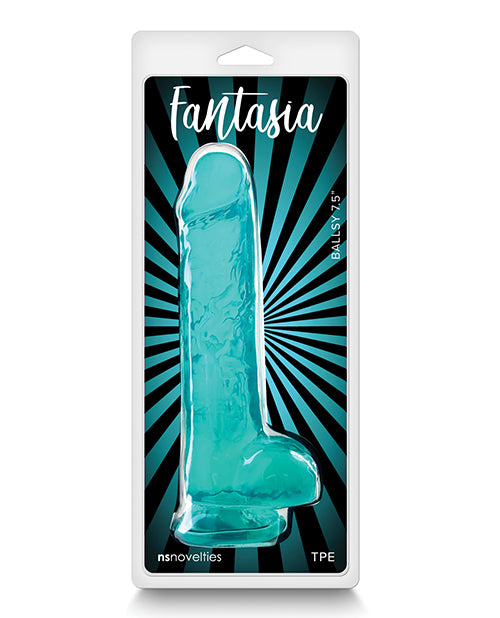 Fantasia Ballsy 7.5" Big Dildo | Teal Suction Cup Dildo | Flexible Realistic Dildo