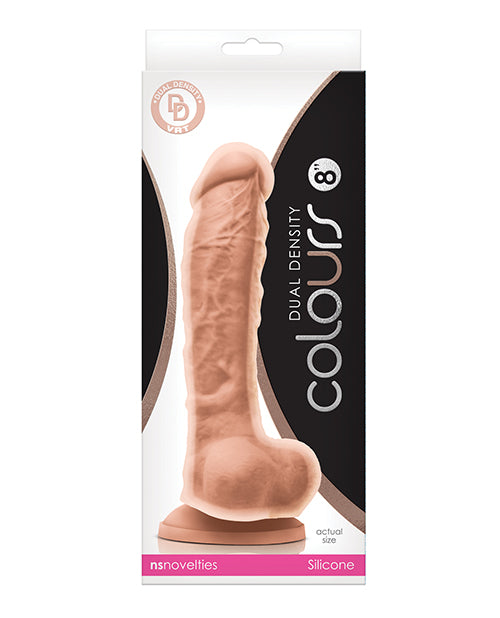 Colours Dual Density Realistic Dildo | 8" Big Dildo White | Suction Cup Dildo