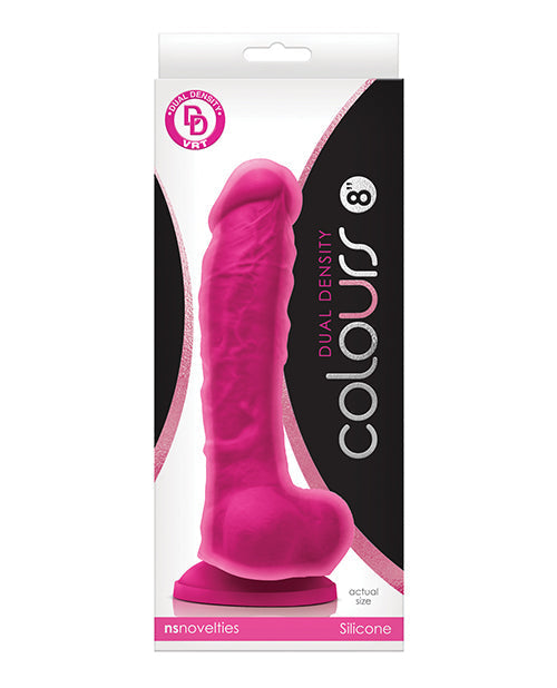 Colours Dual Density Realistic Dildo | 8" Big Dildo Pink | Suction Cup Dildo