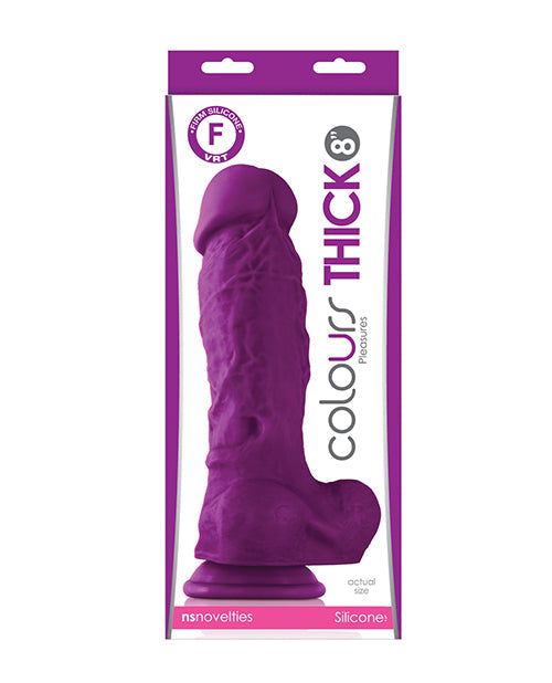 Colours Pleasures Realistic Dildo | Thick 8" Dildo Purple | Suction Cup Dildo