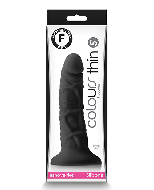 Colours Pleasures Realistic Dildo | 5" Big Black Dildo | Thin Suction Cup Dildo