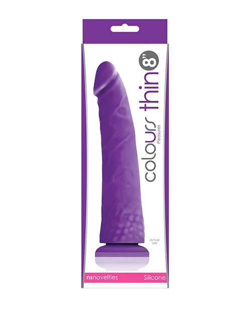 Colours Pleasures Realistic Dildo | Thin 8" Big Dildo Purple | Suction Cup Dildo