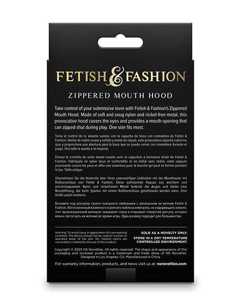 Fetish & Fashion Zippered Mouth Hood - Black