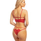 Cherry Strappy Lace Unlined Underwire Bra w/Heart Ring Detail & Panty Red LG