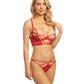 Cherry Strappy Lace Unlined Underwire Bra w/Heart Ring Detail & Panty Red MD