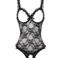 Lace Open Cup & Crotchless Teddy Black O/S