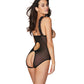 Lace Open Cup & Crotchless Teddy Black O/S