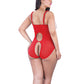 Lace Open Cup & Crotchless Teddy Red QN