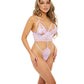 Zoe Peek A Boo Soft Cup Lace Teddy w/G-String Back Lavendula L/XL