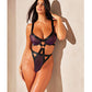 Jade Underwire High Leg Strappy Teddy Dark Iridescent/Black LG