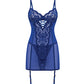 Kehlani Underwire Babydoll w/Detachable Garters & G-String - Cobalt Blue 1X/2X