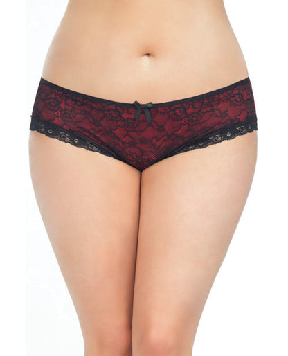 Cage Back Lace Panty Black/Red 1X/2X