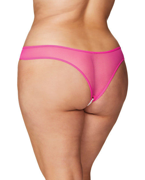 Crotchless Thong w/Pearls Hot Pink 3X/4X