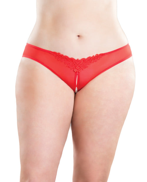 Crotchless Thong w/Pearls Red 1X/2X