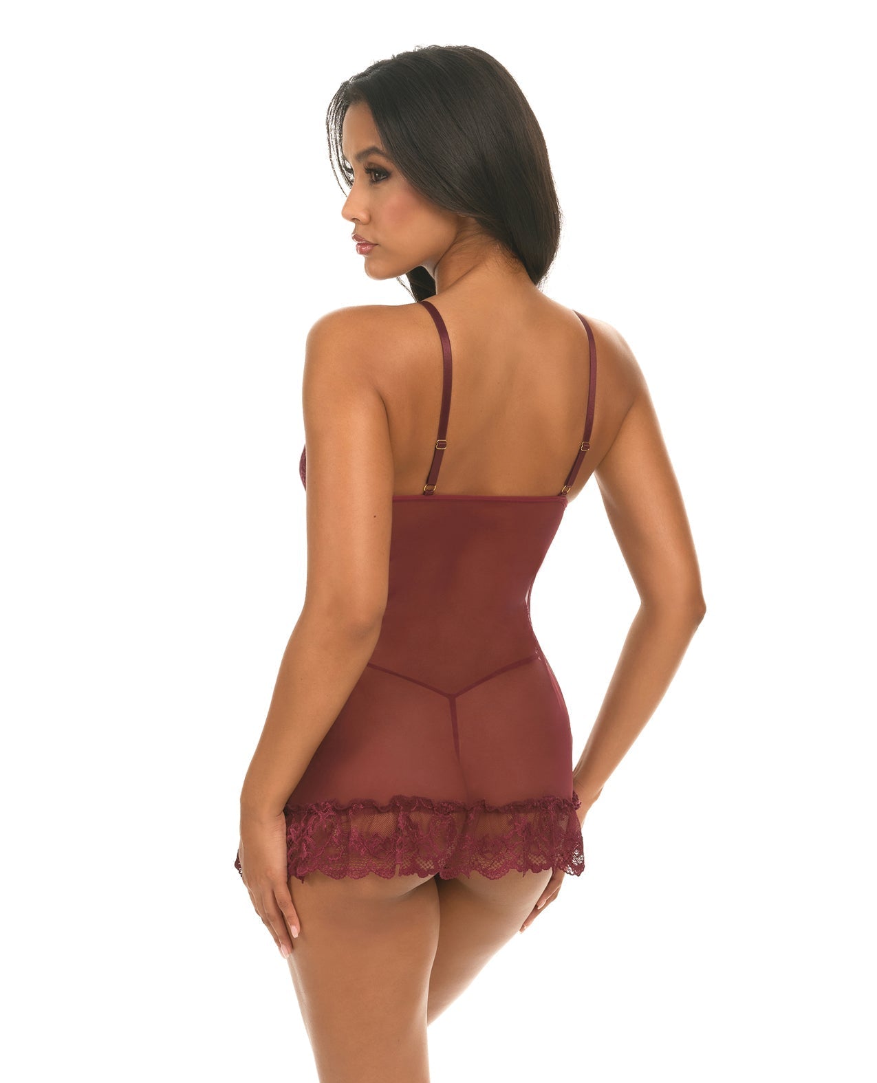 Valentine Lacey Babydoll w/G-String - Zinfandel SM