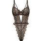 Greta Snake Eyelash Lace Teddy - Black/Gold MD