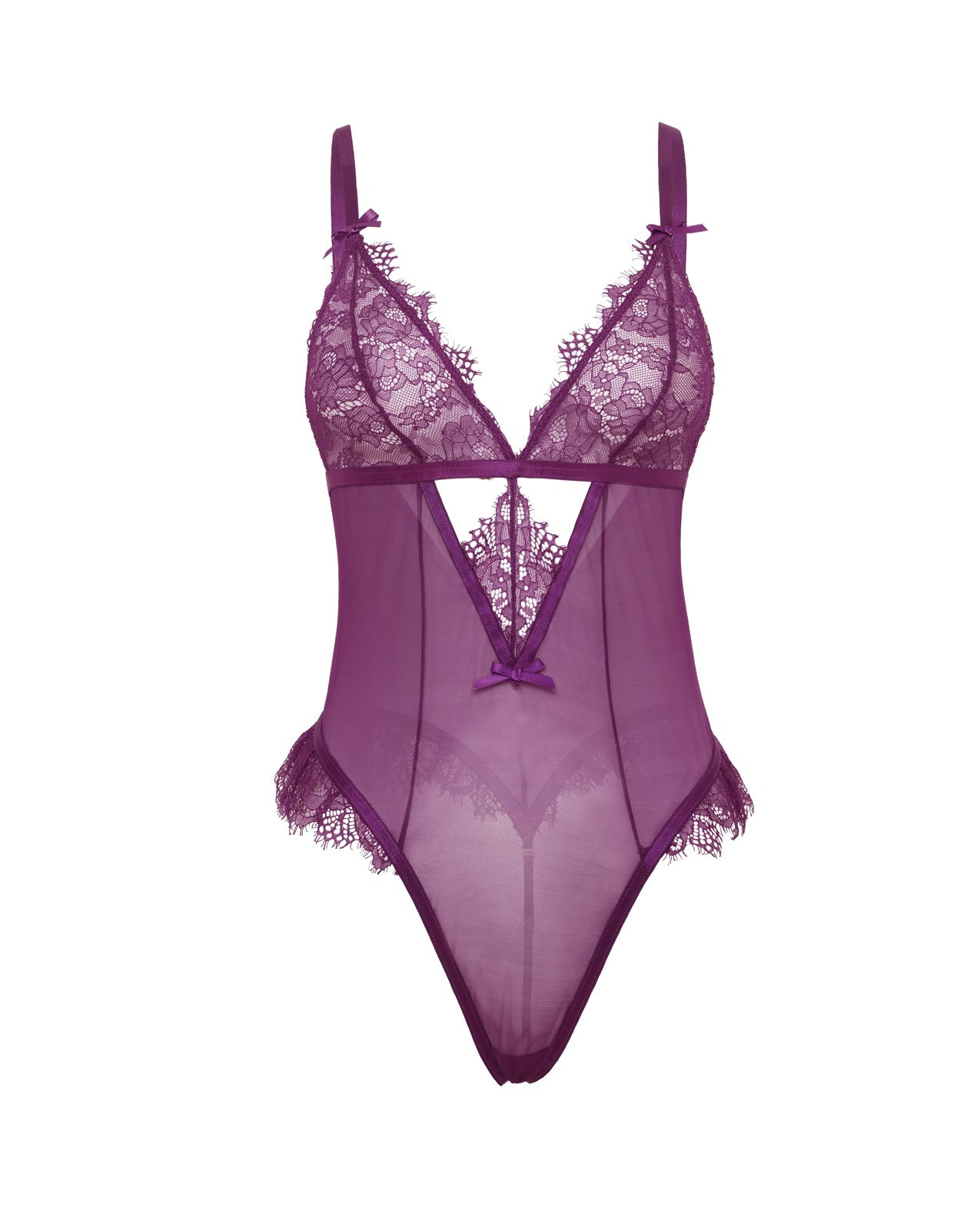 Katana Mesh & Lace Teddy - Purple S/M