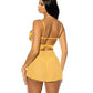 Hazel Peek-A-Boo Cup Babydoll w/G-String Panty - Yellow S/M