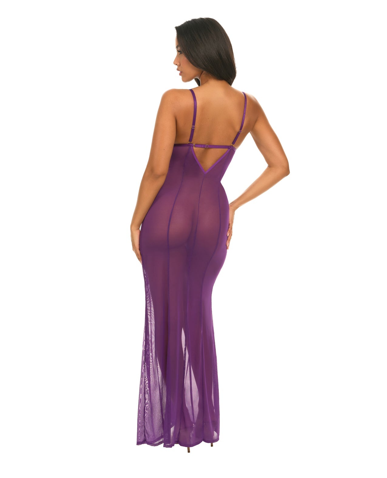 Katana Mesh & Eyelash Lace Gown - Purple S/M