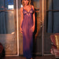 Katana Mesh & Eyelash Lace Gown - Purple S/M