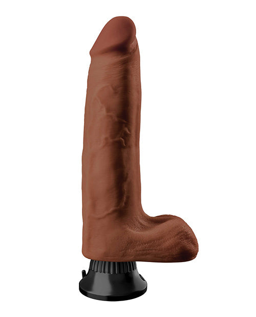 Real Feel Suction Cup Dildo | Deluxe No 10 Vibrating Dildo | 10" Big Dildo | Waterproof Brown Realistic Dildo