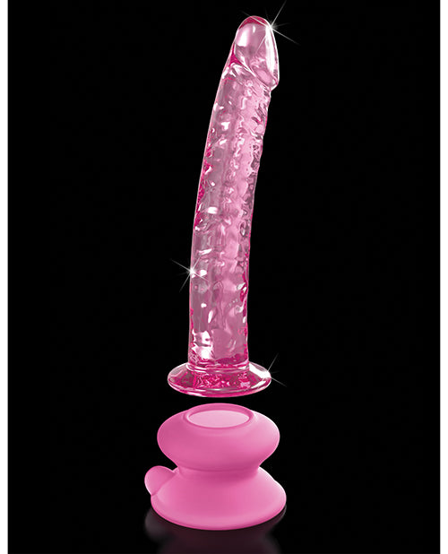 Icicles No 86 Realistic Dildo | Pink Hand Blown Glass Dildo | Massage Suction Cup Dildo