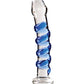 Icicles No 5 Realistic Dildo | Hand Blown Glass Dildo Massager | Clear Blue Swirl Big Dildo