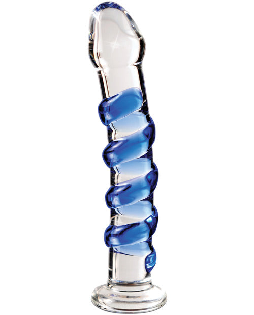 Icicles No 5 Realistic Dildo | Hand Blown Glass Dildo Massager | Clear Blue Swirl Big Dildo